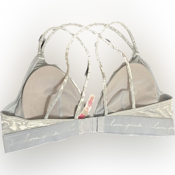 Victoria’s Secret PINK Large Light Blue Strappy Velvet Lounge Bra - Picture 4 of 5